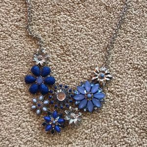blue flowered statement necklace